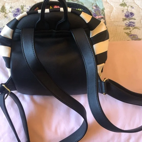 Betsey Johnson Black and White Heart Embellished Backpack - Picture 5 of 12